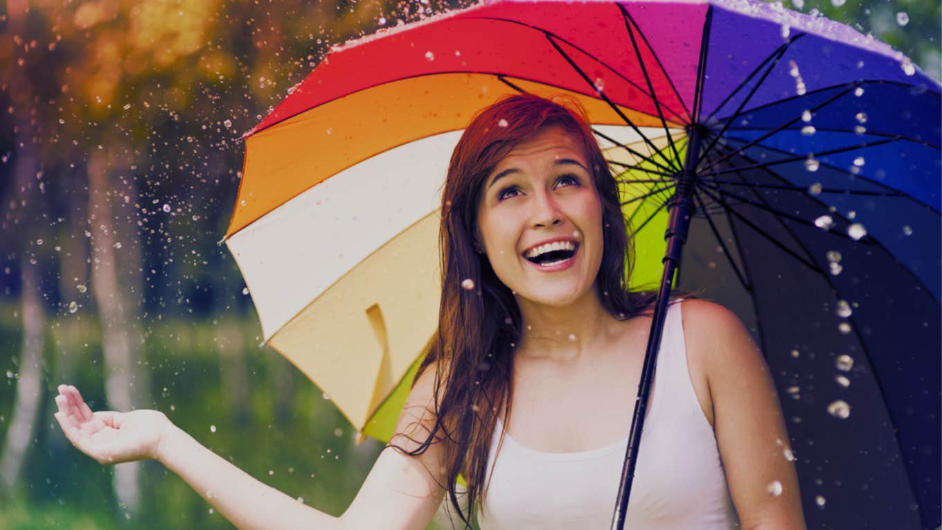 spiritual meaning rain birthday happy woman discovering spiritual meaning rain birthday
