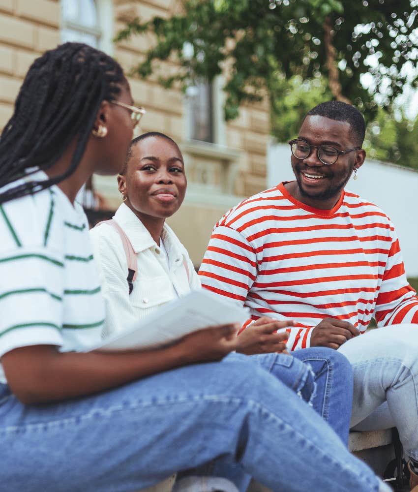 Three people focus on the bigger picture to use conflict in argument to grow closer