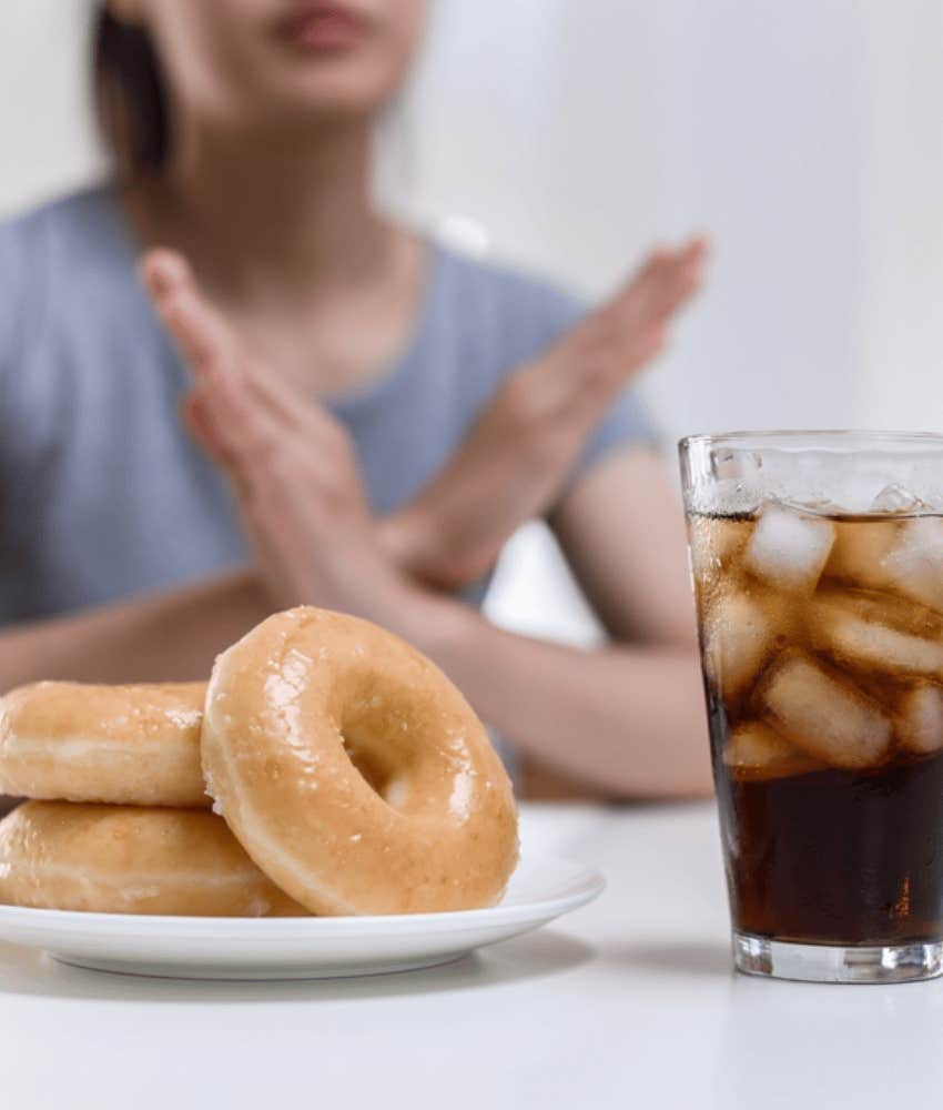 woman avoiding sugary foods