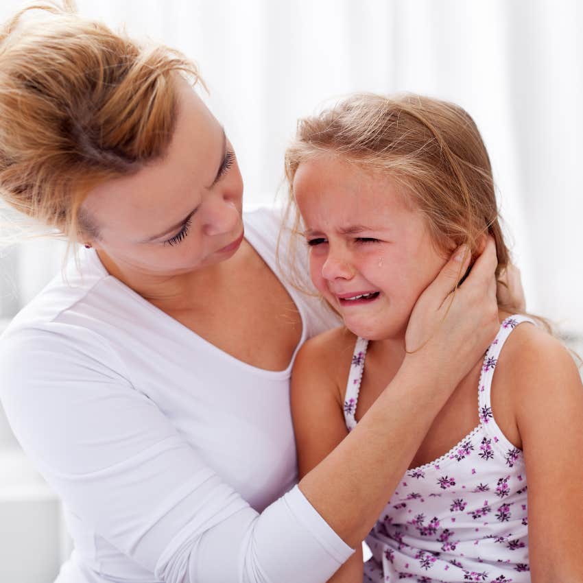 little girl crying because she didn't get the love she needed from parents