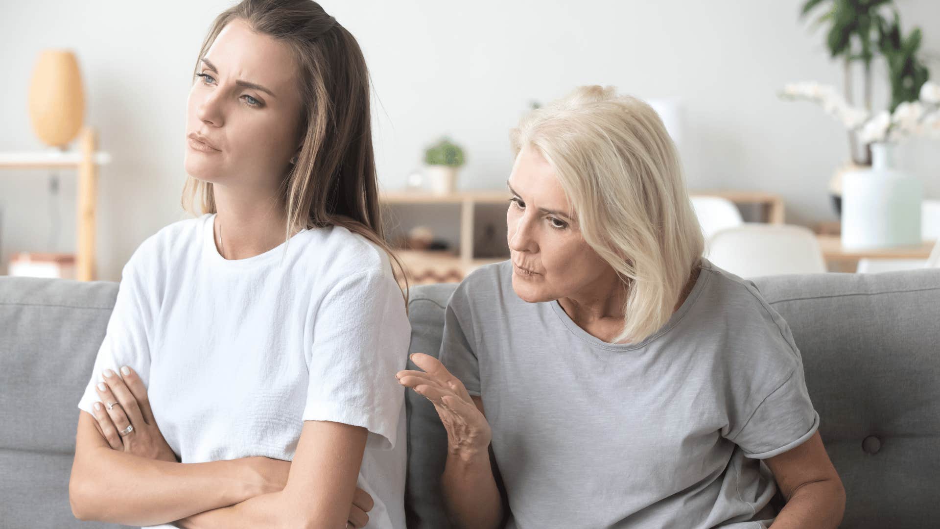 Overly critical mother arguing with her adult daughter.
