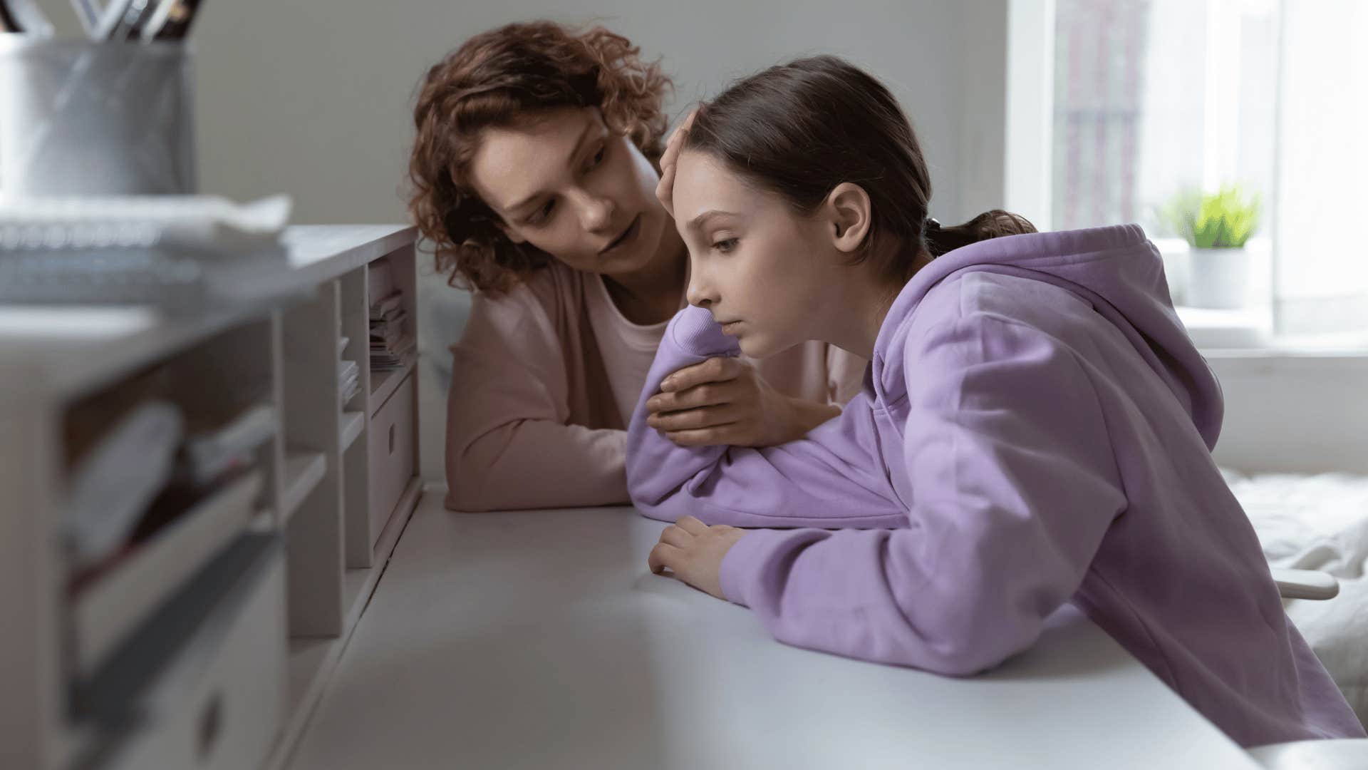 mother asking her young daughter how she would feel if that happened to her