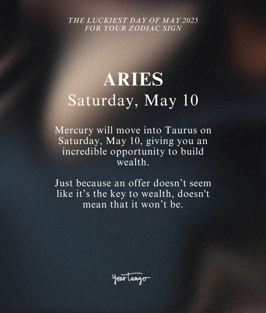 aries zodiac signs luckiest day month may 2025