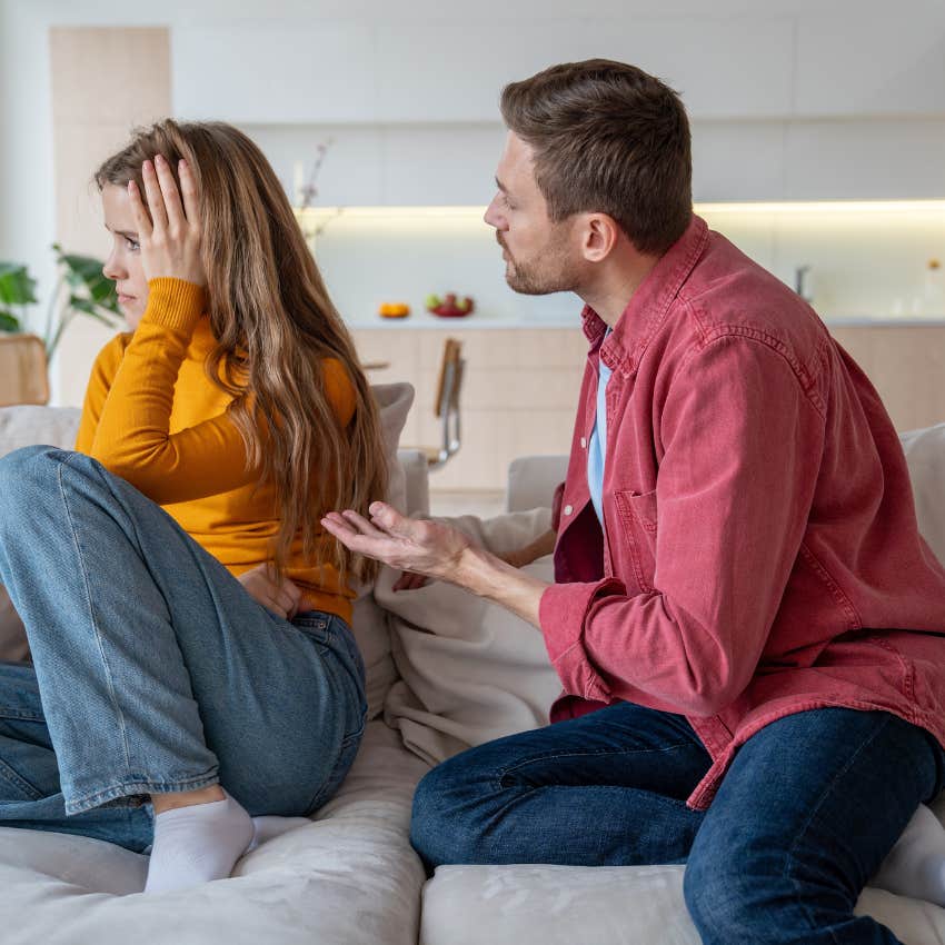 man destined to grow old, lonely, and isolated arguing with woman