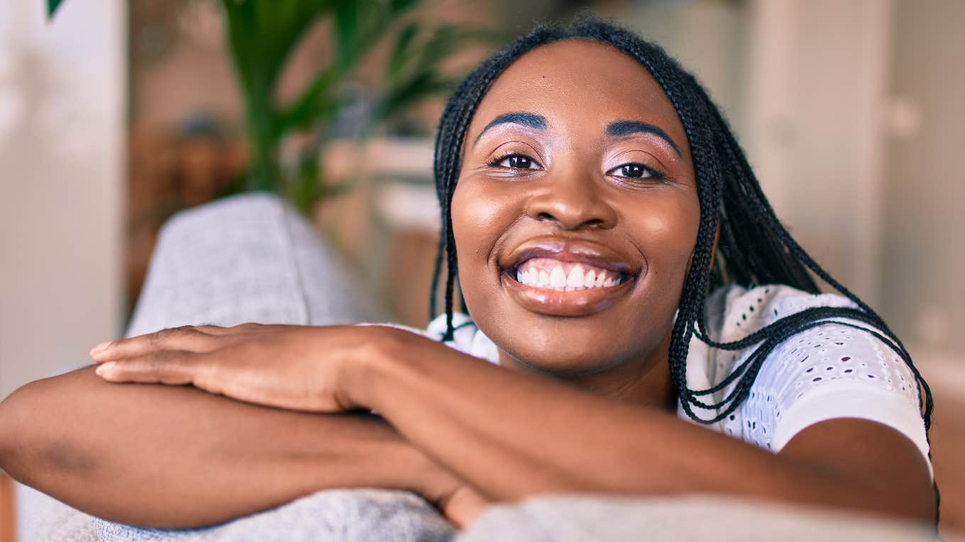 smiling woman aspiring to be a winner in life