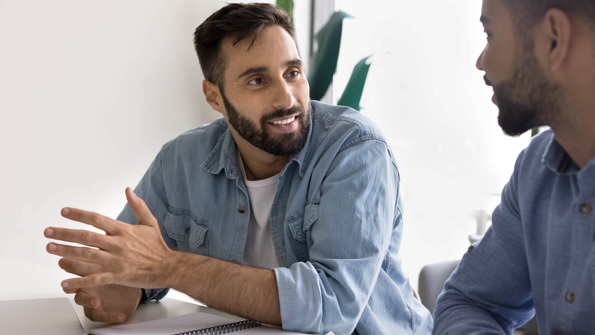 man praising his friend asking for a favor