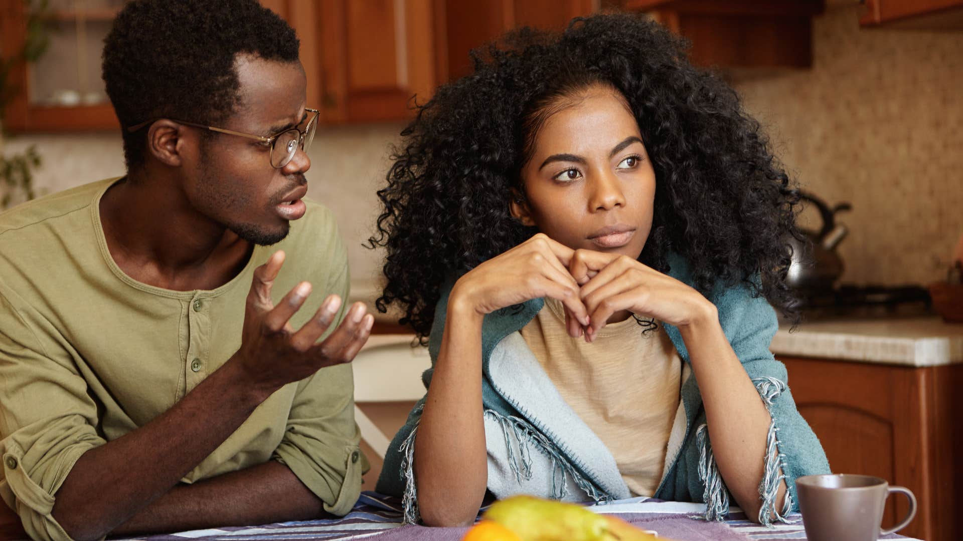 woman avoiding meaningful conversation with husband