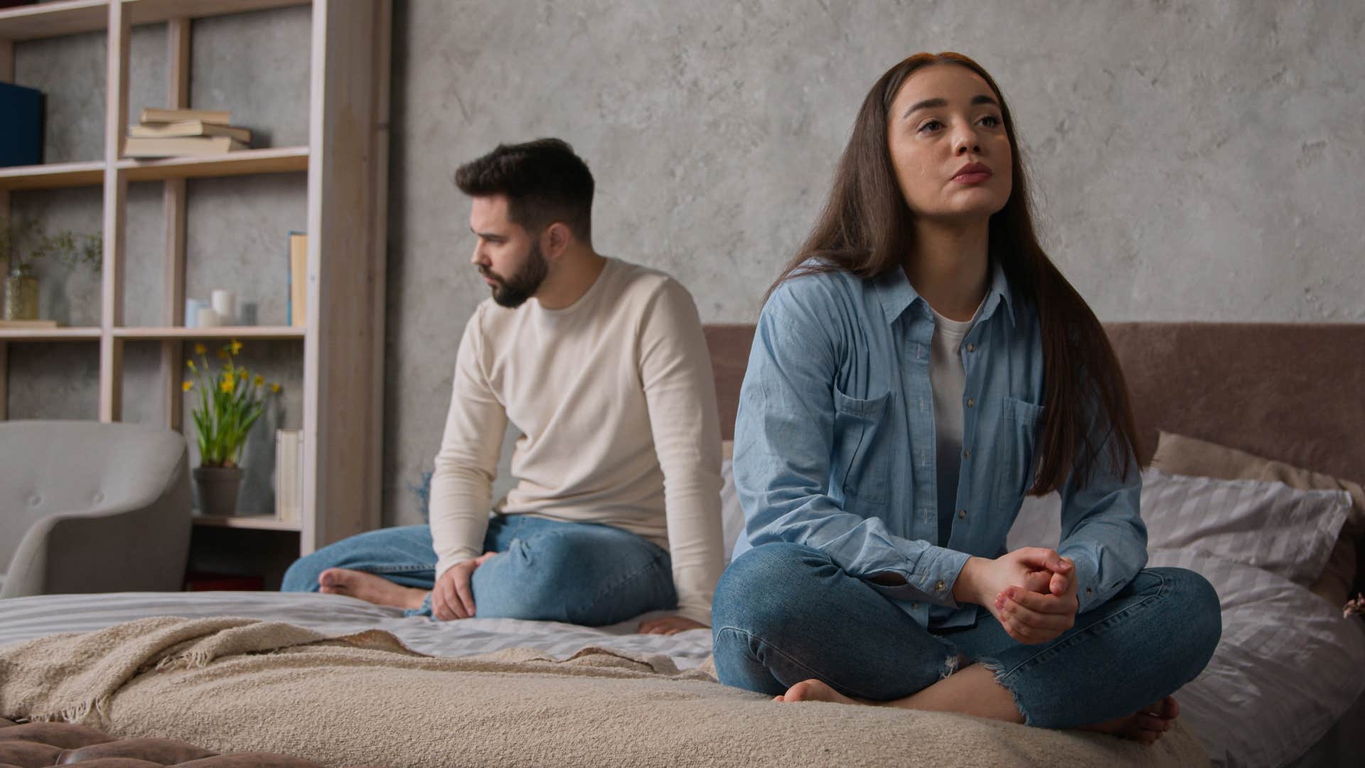 woman creating drama with boyfriend after fight