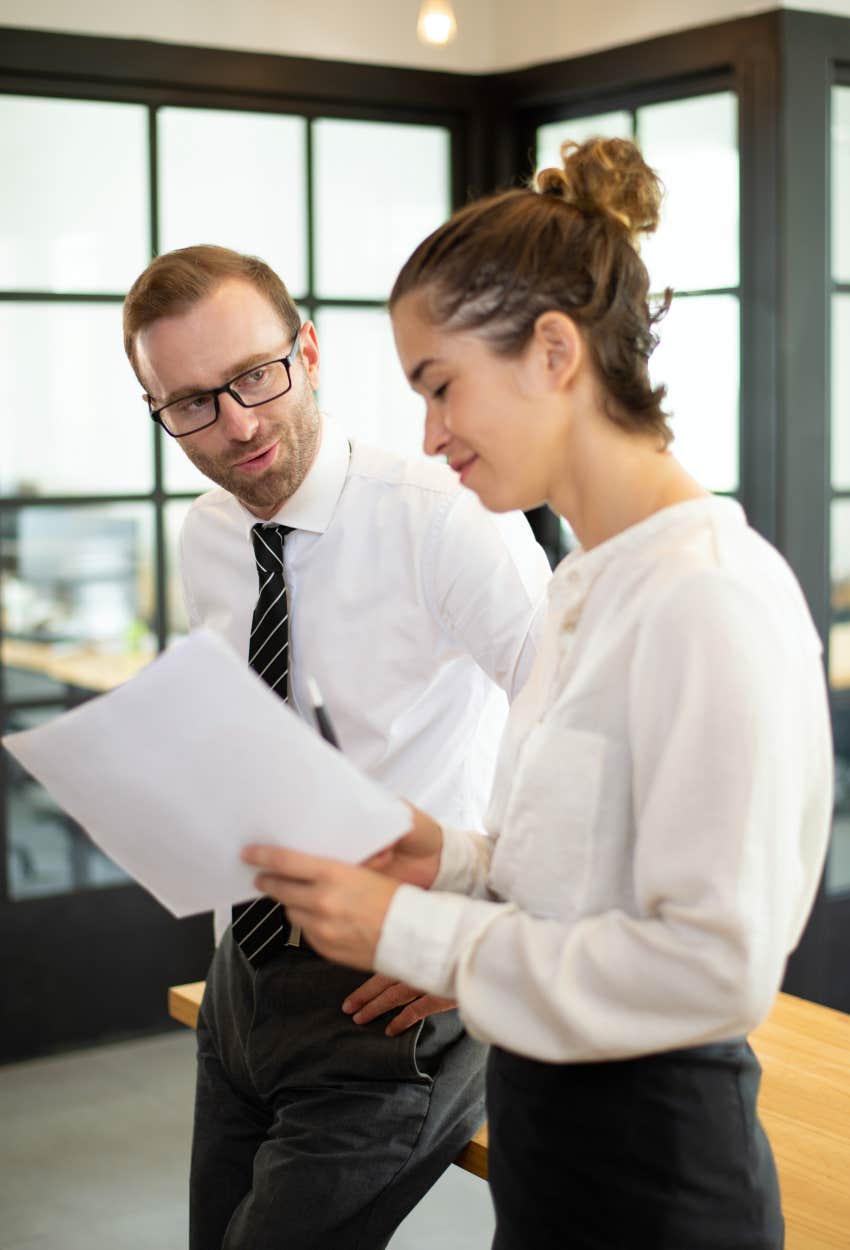 Woman telling toxic co-worker his last minute planning is not her emergency