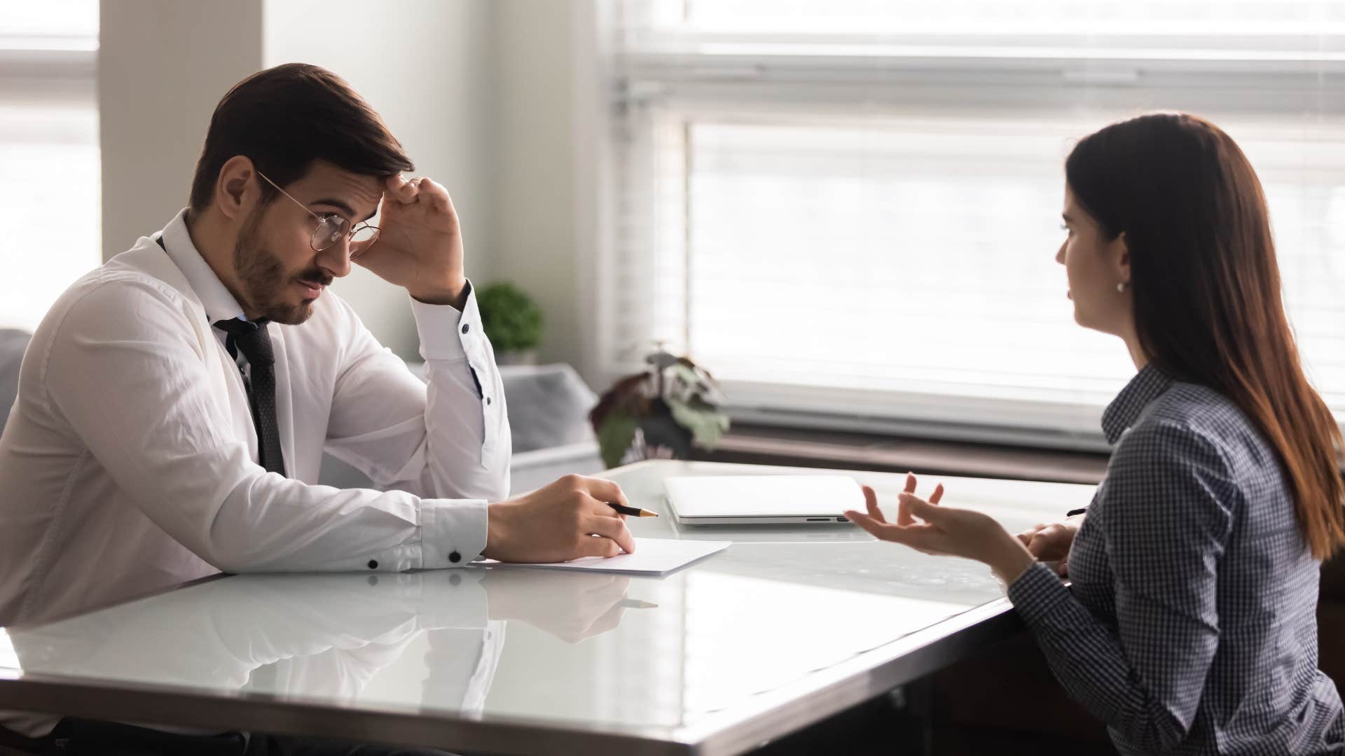 A woman speaks her truth to her boss even if she might lose her job.