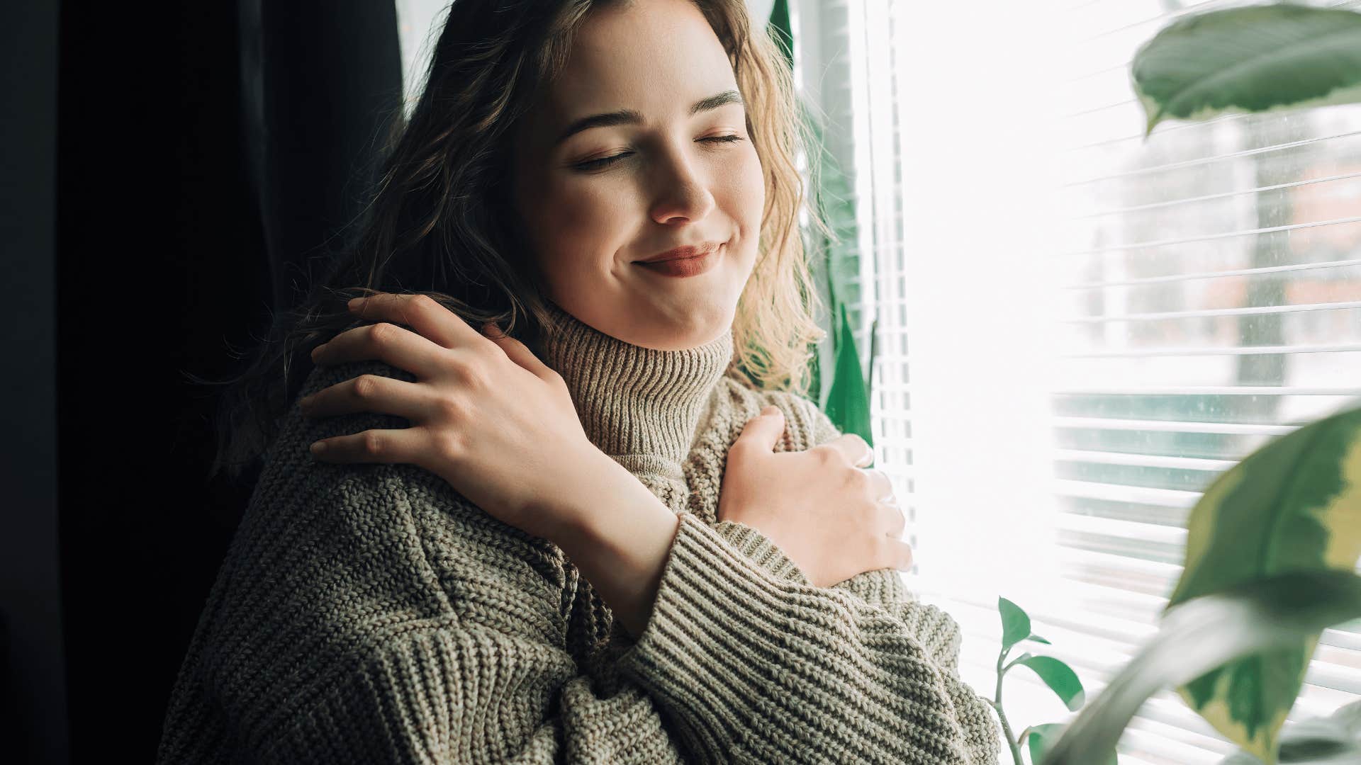 woman feeling at peace