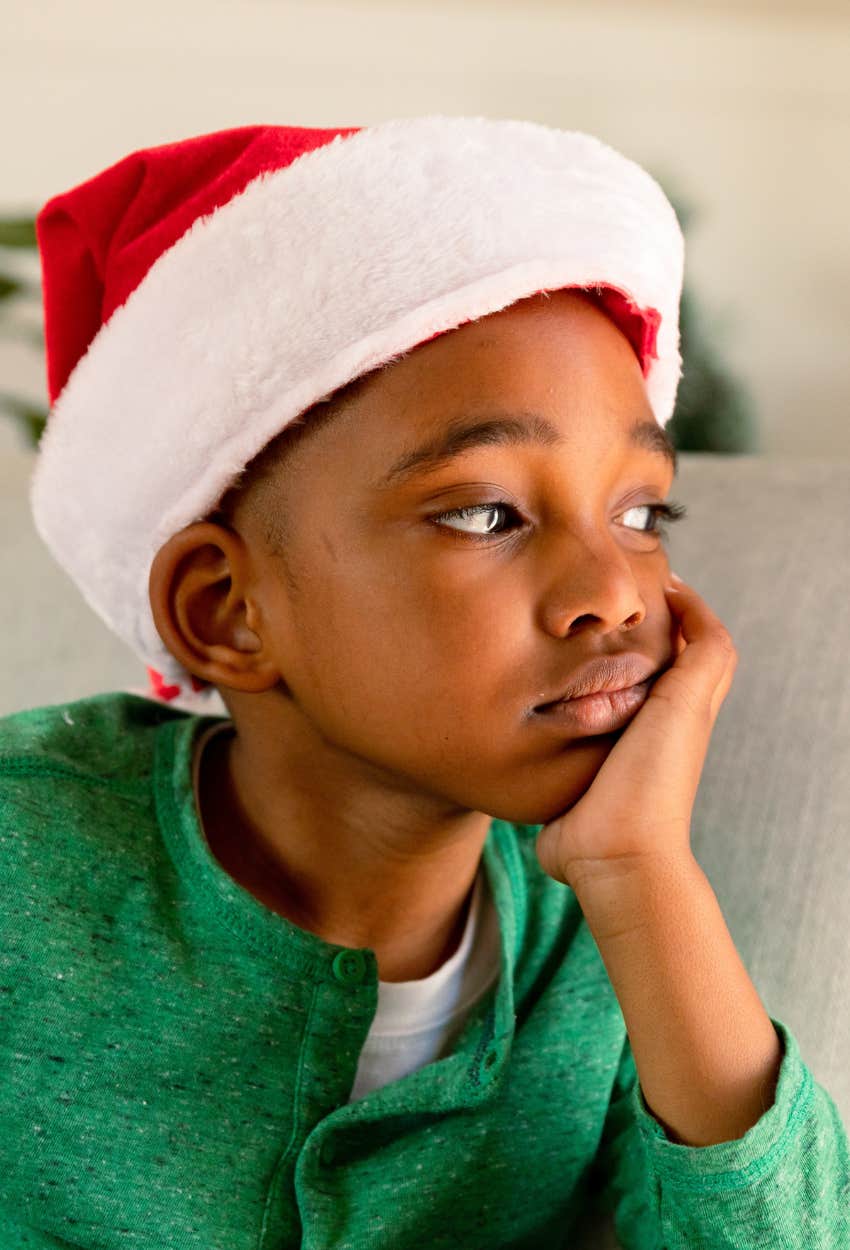A young boy worries about being on Santa's naughty list after not behaving.