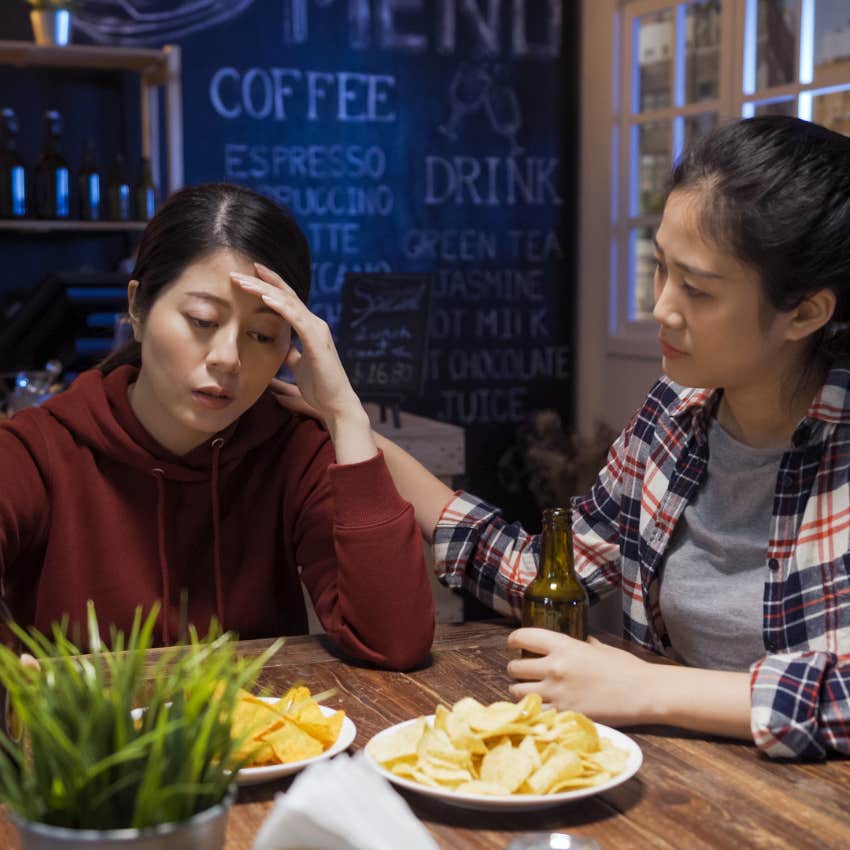 upset colleague at dinner
