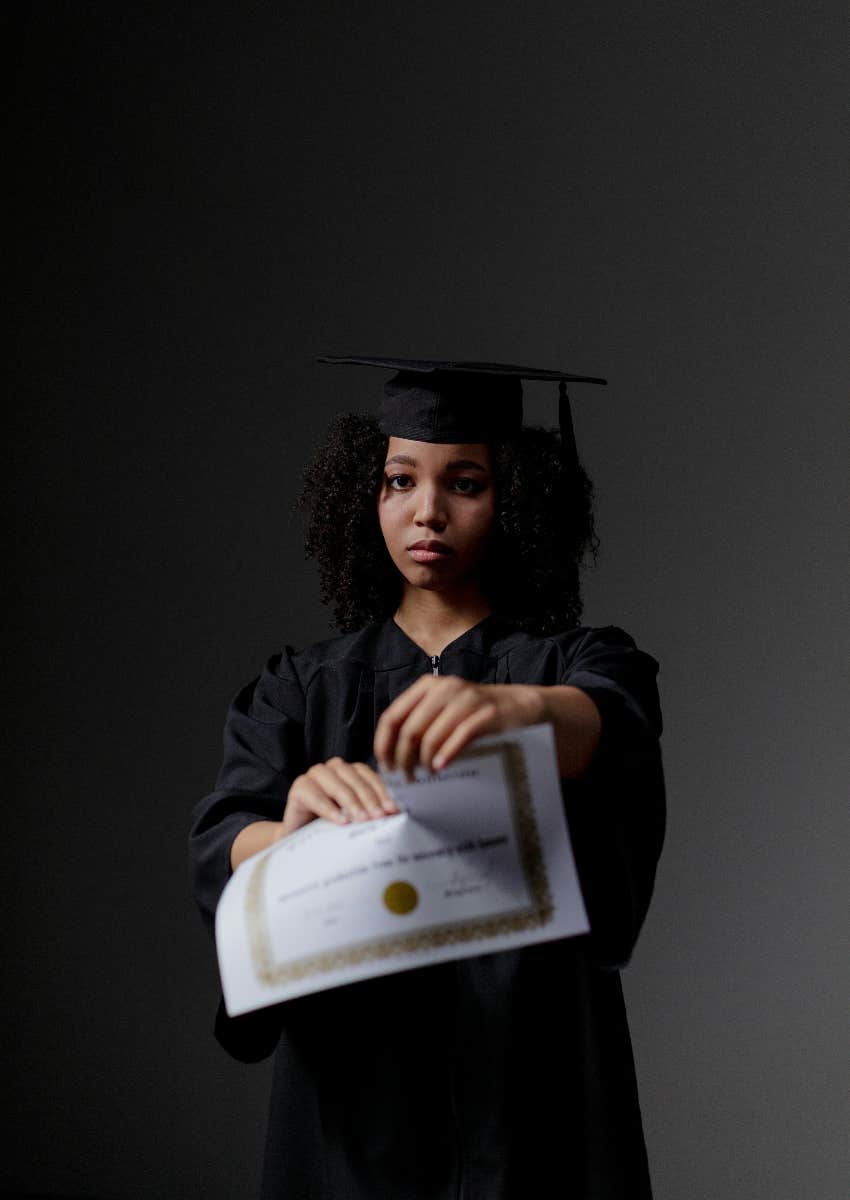 college graduate who thinks her degree was a waste of money