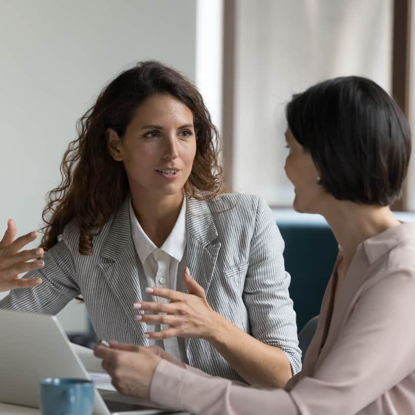 women having a conversation in a polarized world