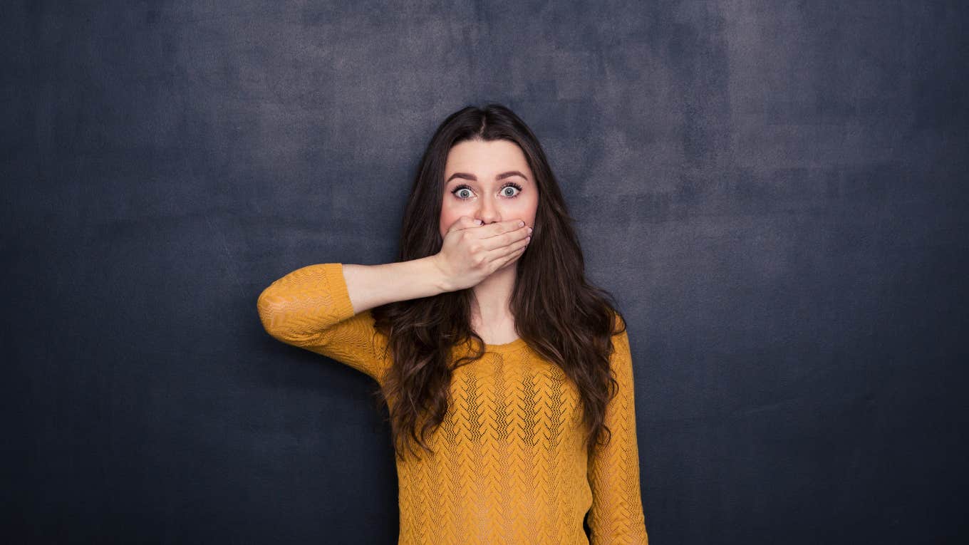 Conversational tool shy people more likable Young brunette trying a conversational tool for shy people