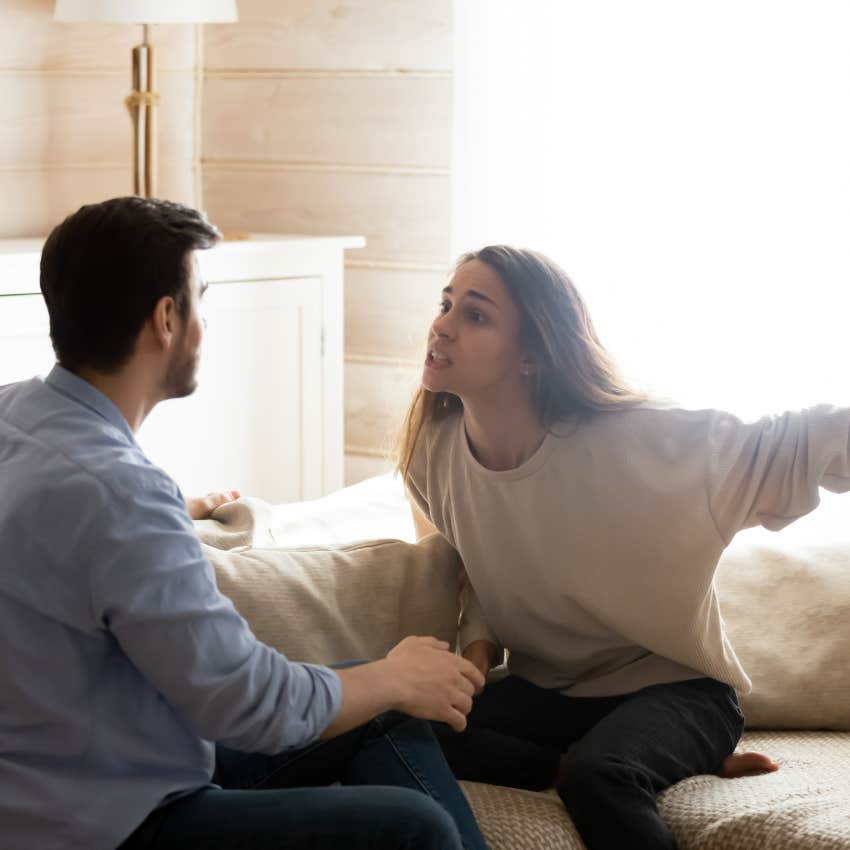 upset couple fighting watching their marriage crash