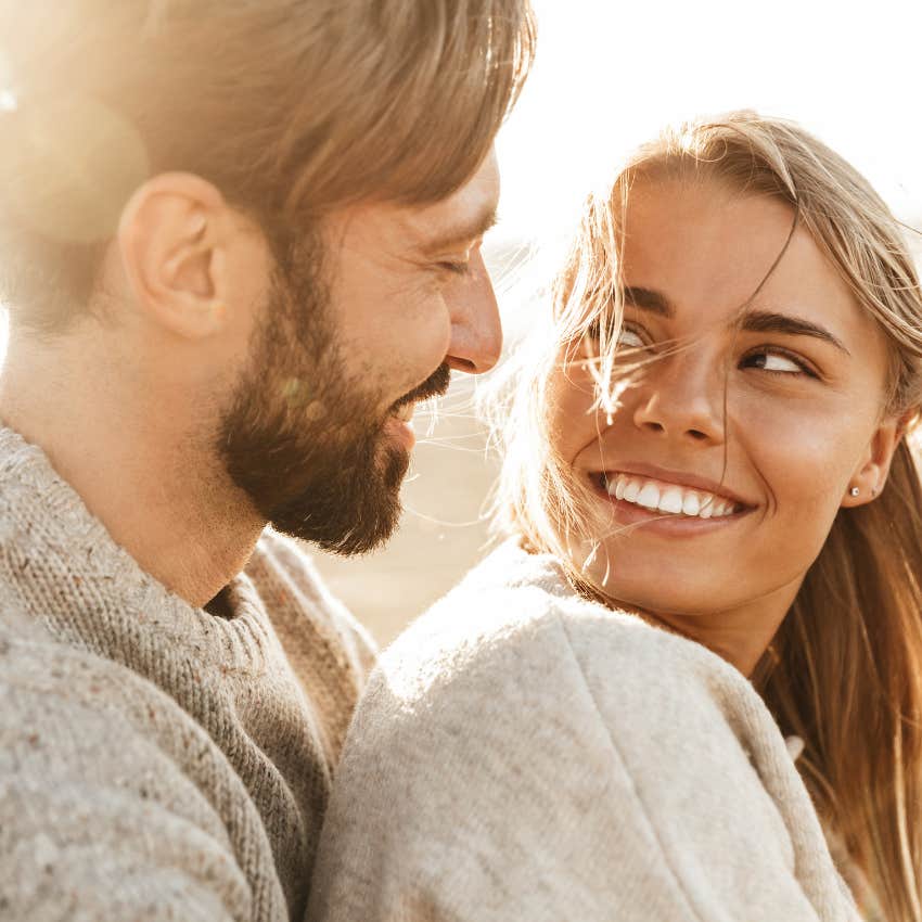 couple who still like each other keeping eye contact