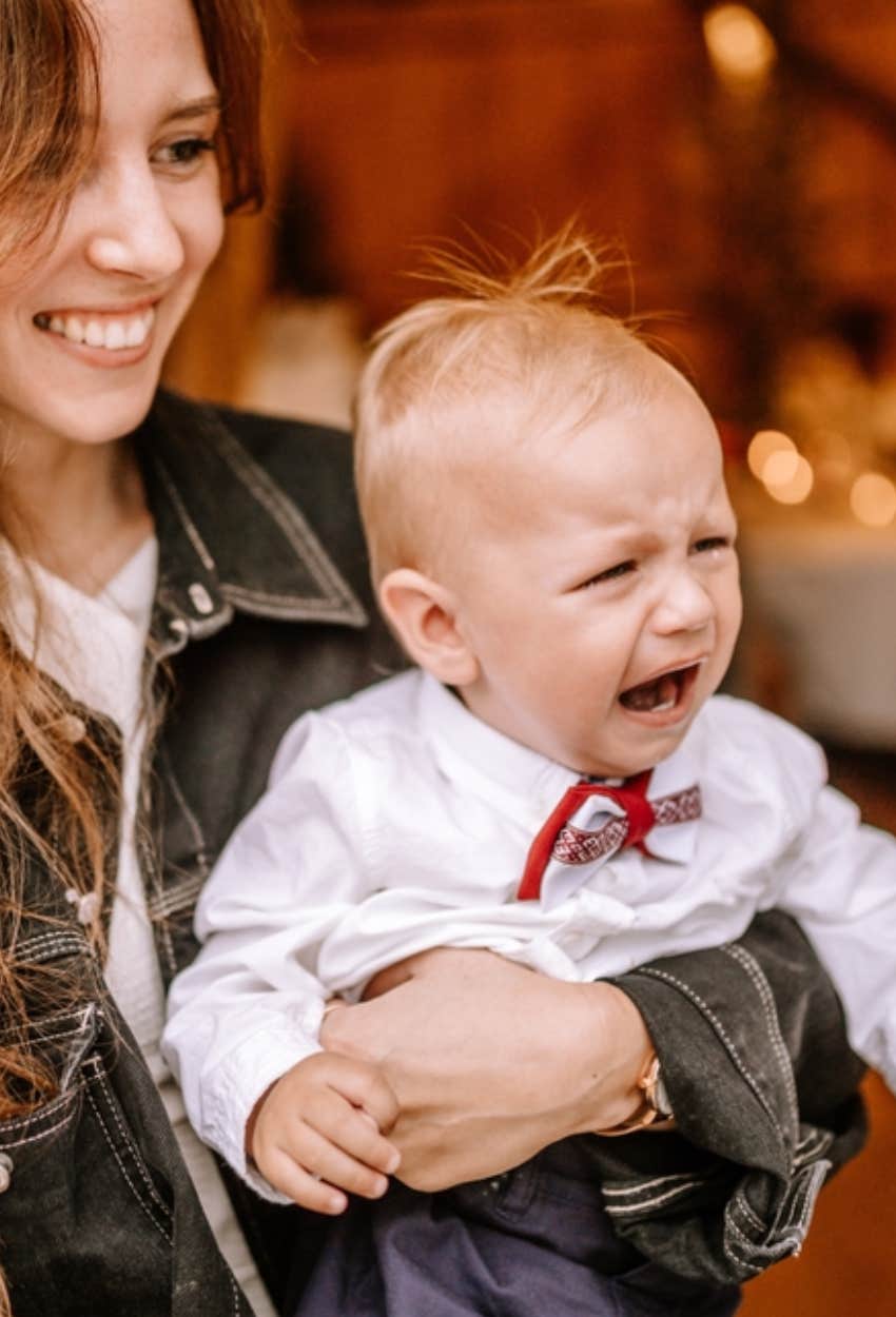 baby crying at wedding