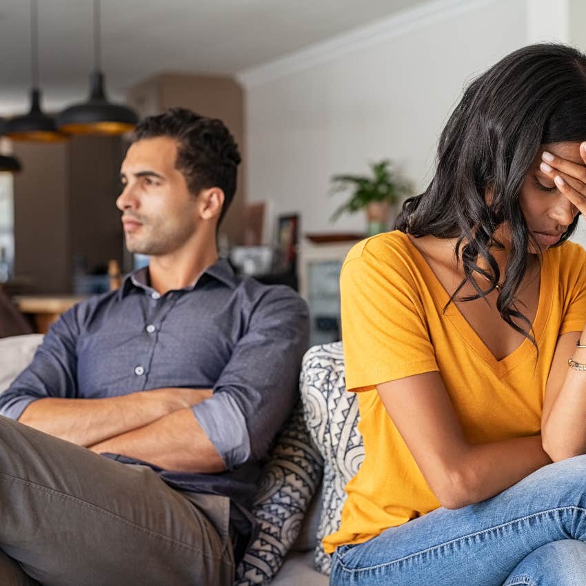 upset couple at end of the relationship road