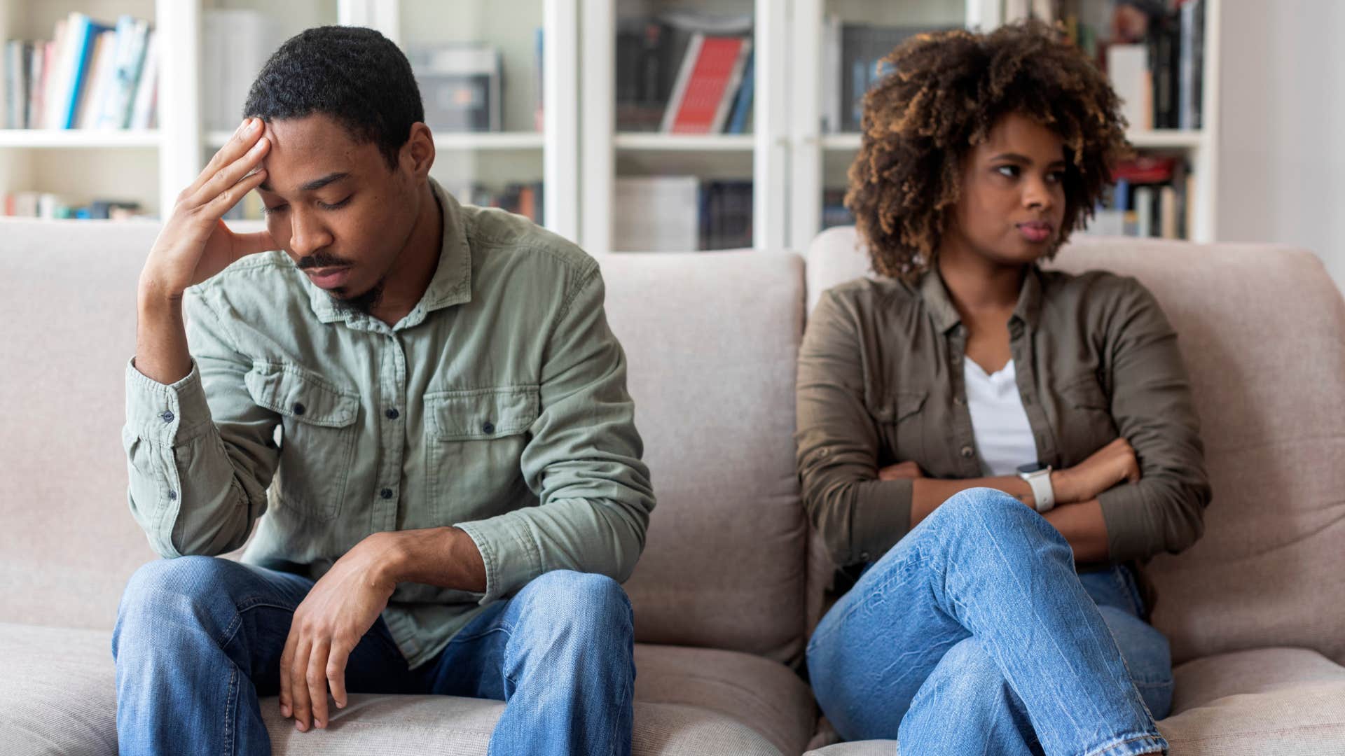 woman who makes emotional misstep like he doesn't think in his corner