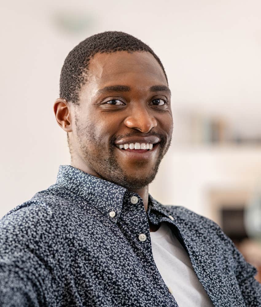 Empathic man feels positive emotions