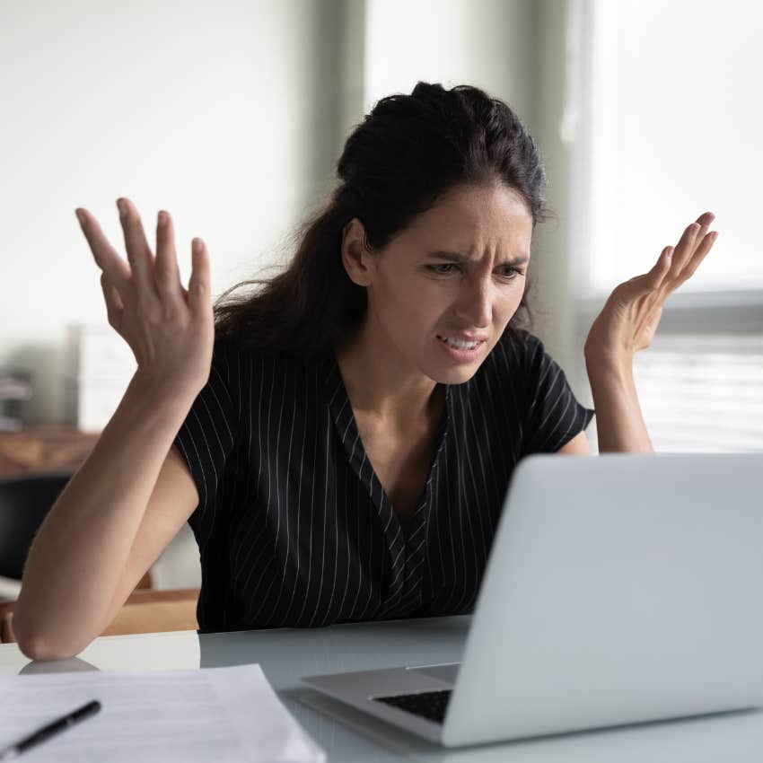 adult woman looking at no hire list