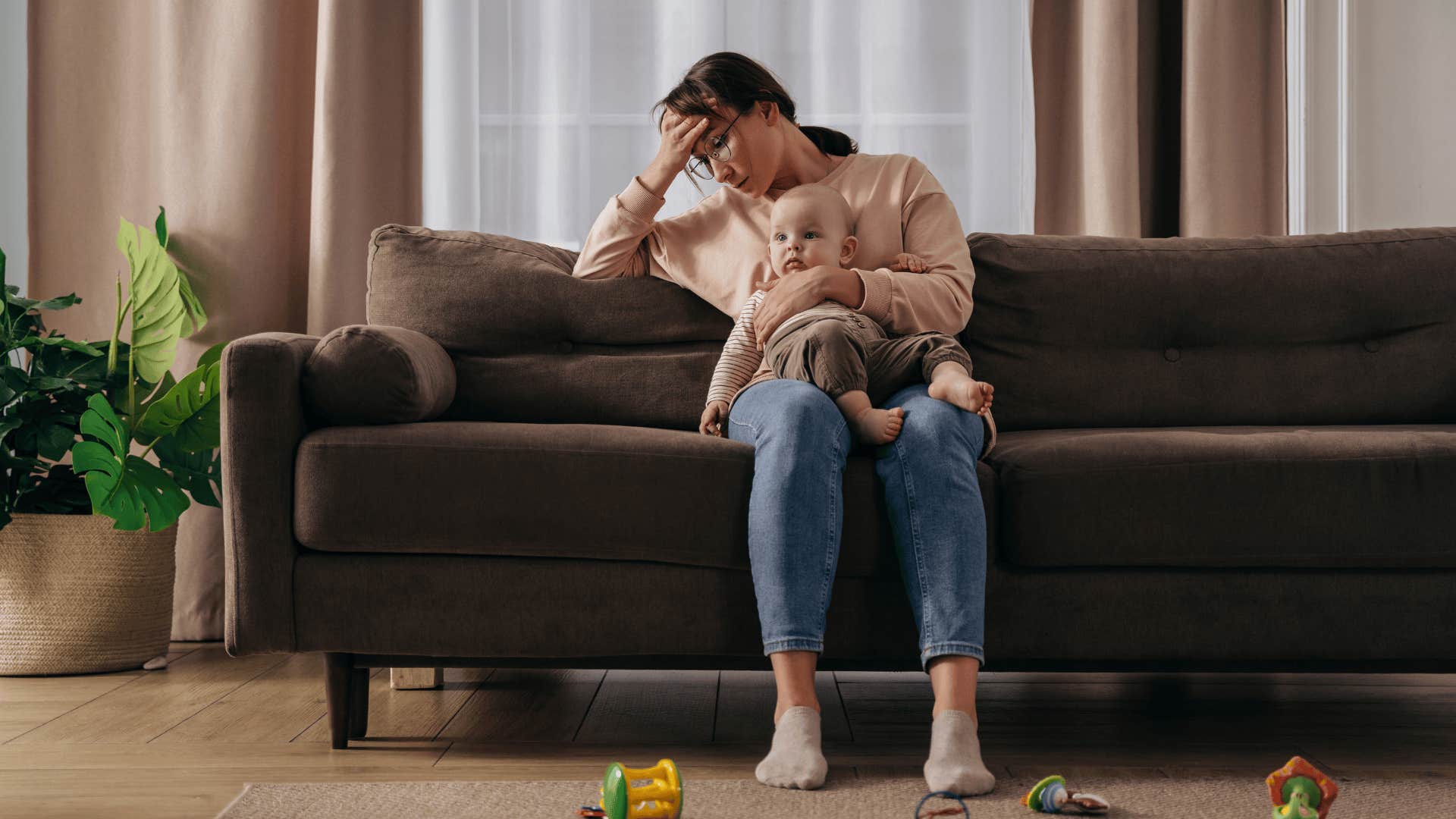 Upset mother who grew up in a dysfunctional home thinking she's a bad parent