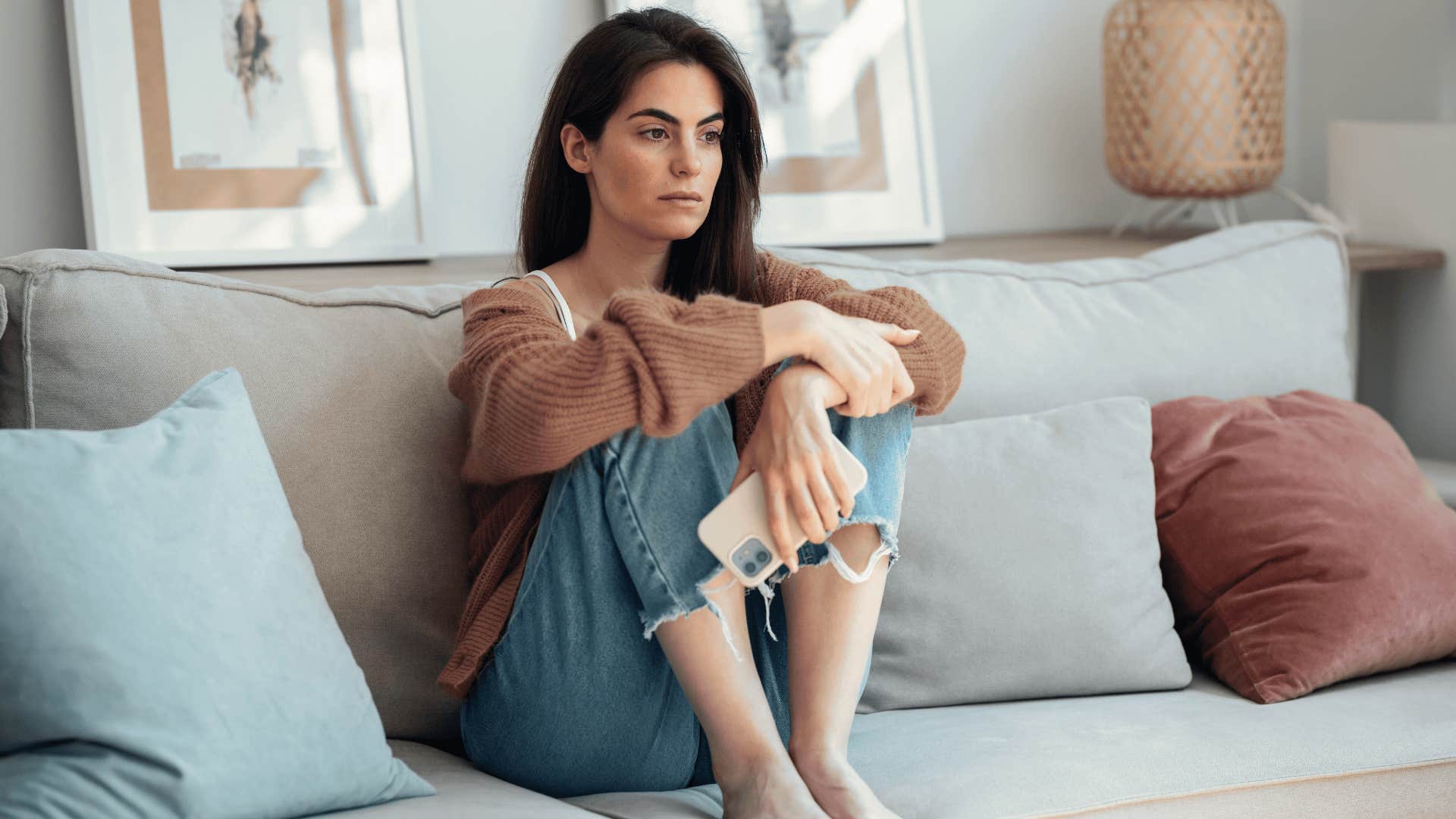 Upset woman who grew up in a dysfunctional home thinking everyone is better than her