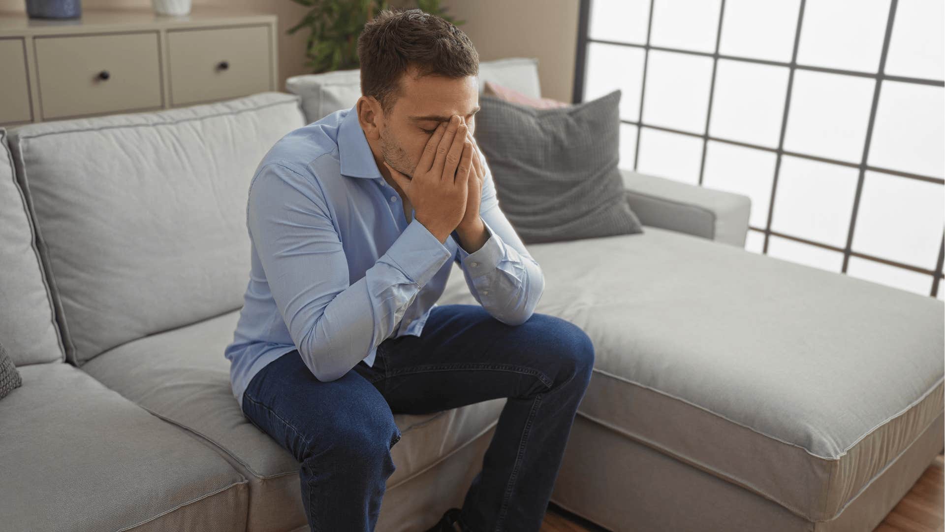 Upset man who grew up in a dysfunctional home thinking he's stupid