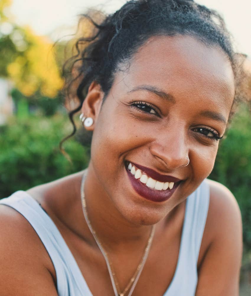 Happy woman resolved to go no contact