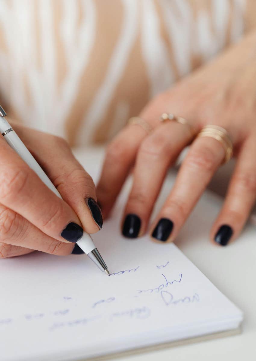 Gen X patient writing in cursive