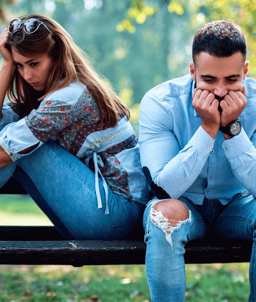 Upset woman has bad dating experience