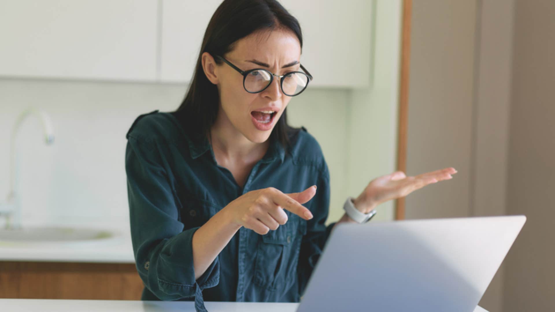 upset frustrated woman blaming others for her problems