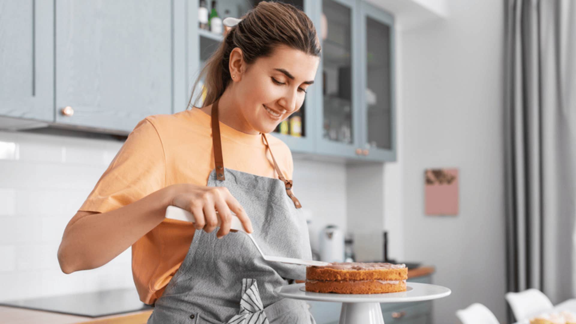 woman baking cake 