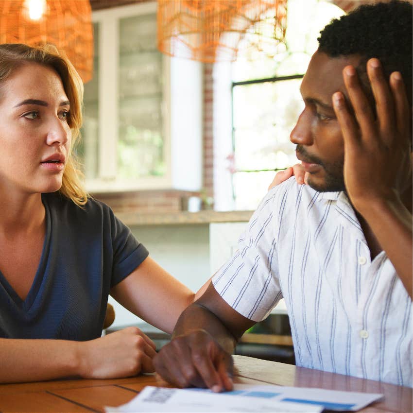 couple having intense conversation 