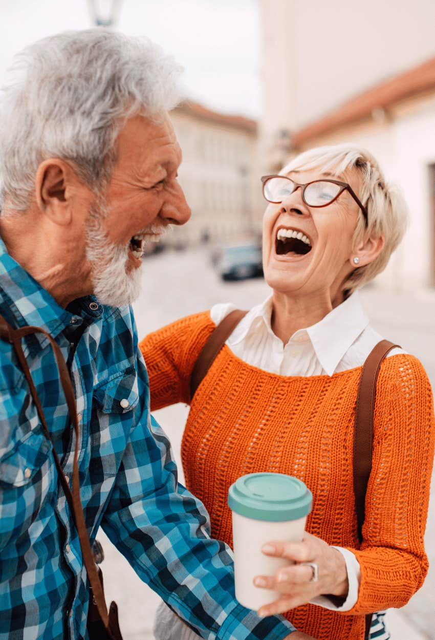 older couple having fun ways happy people train brains focus good life
