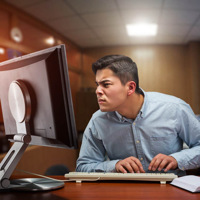 man on computer looking at do-not-hire-list