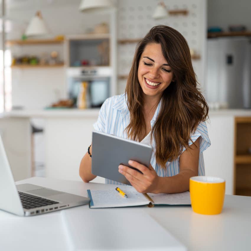 smiling woman with other type of employment as lesson that was life-changing