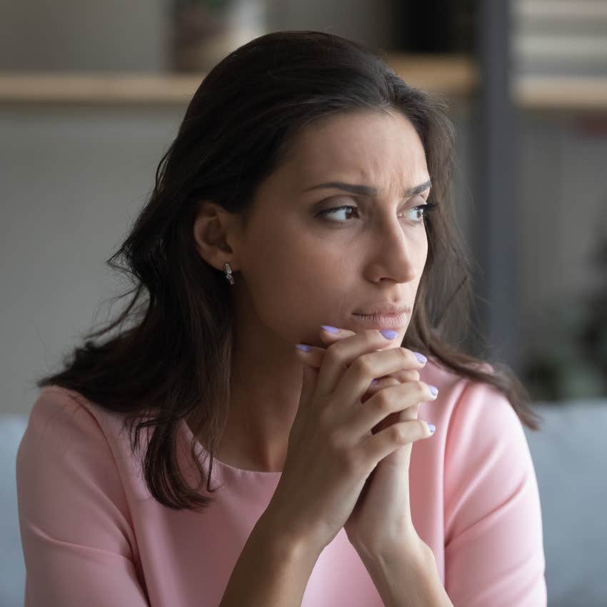 upset woman having a midlife crisis