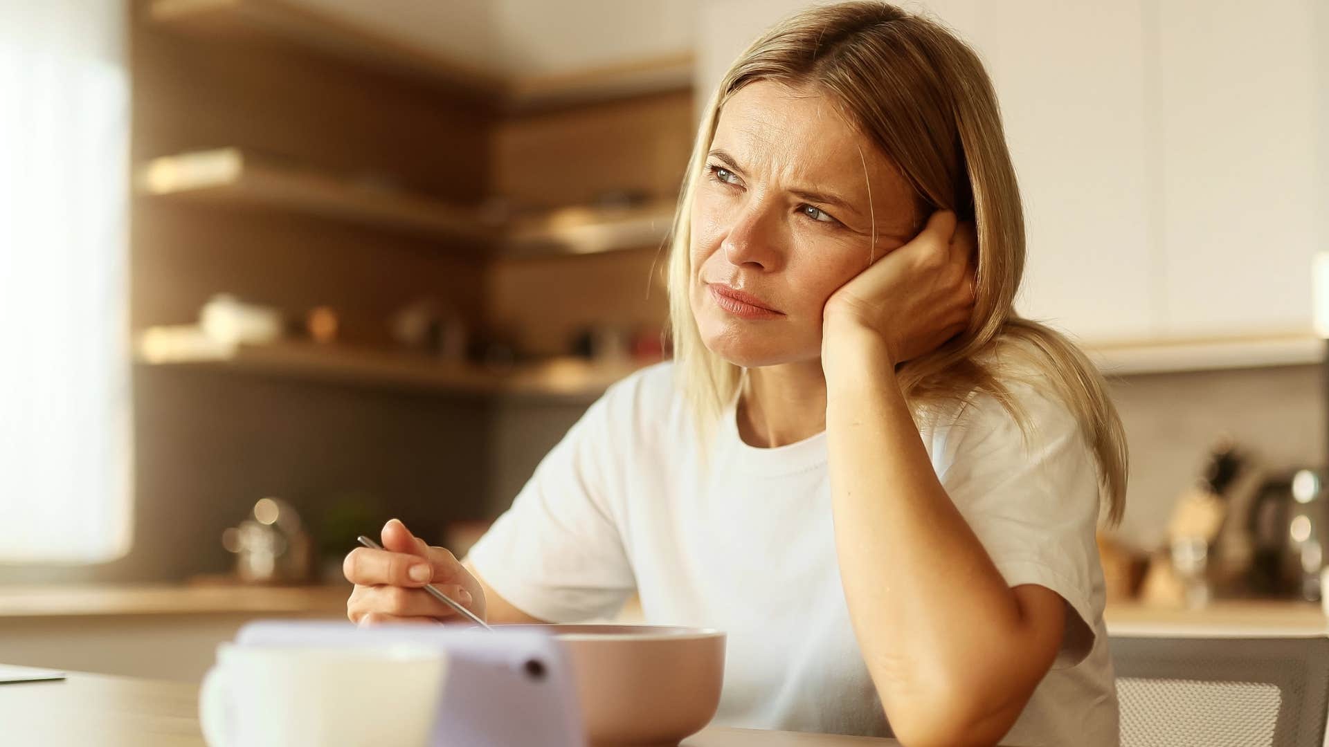 sad woman lacking sense of spiritual guidance looking stressed