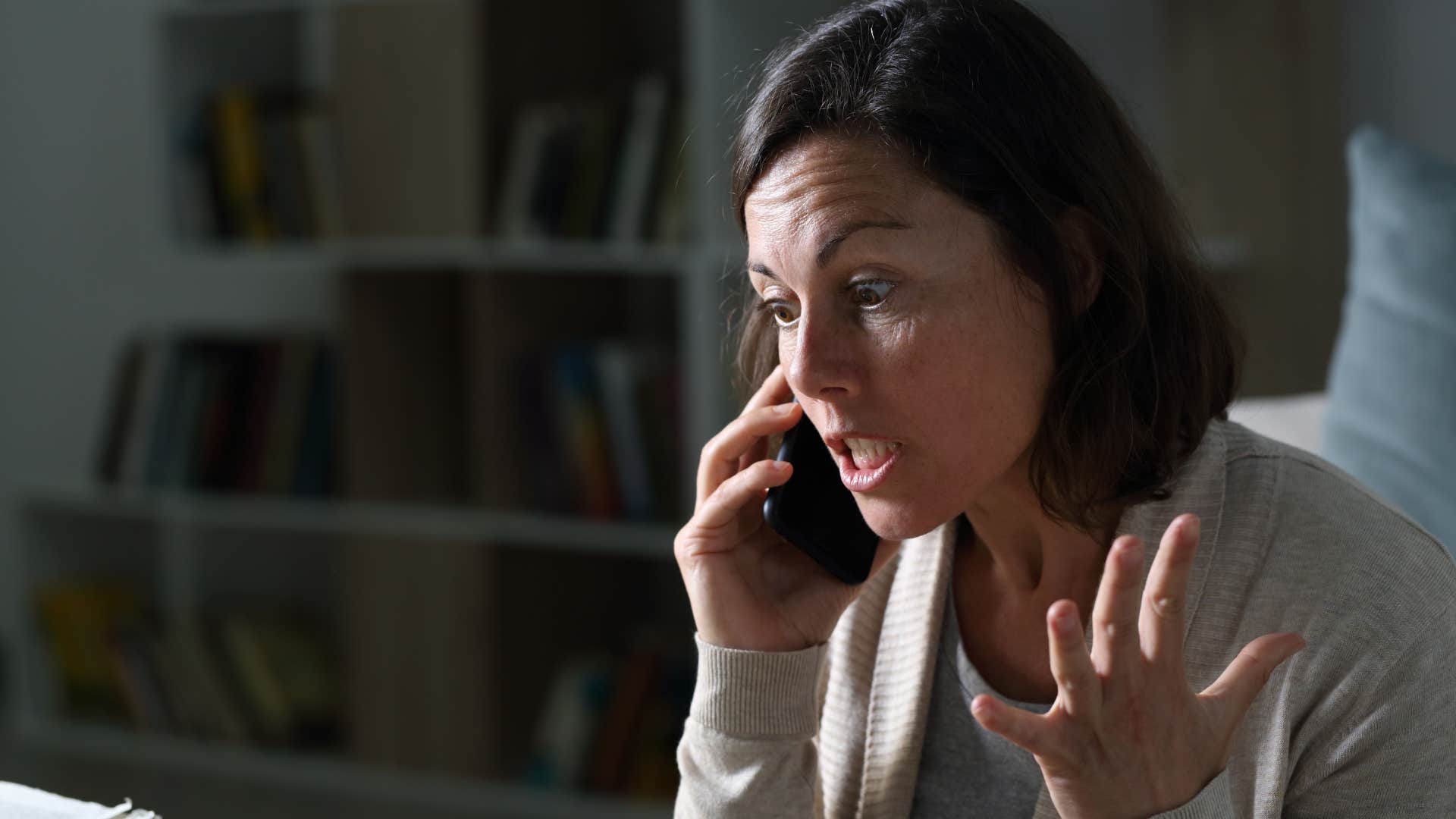 angry woman saying she can't help her behavior