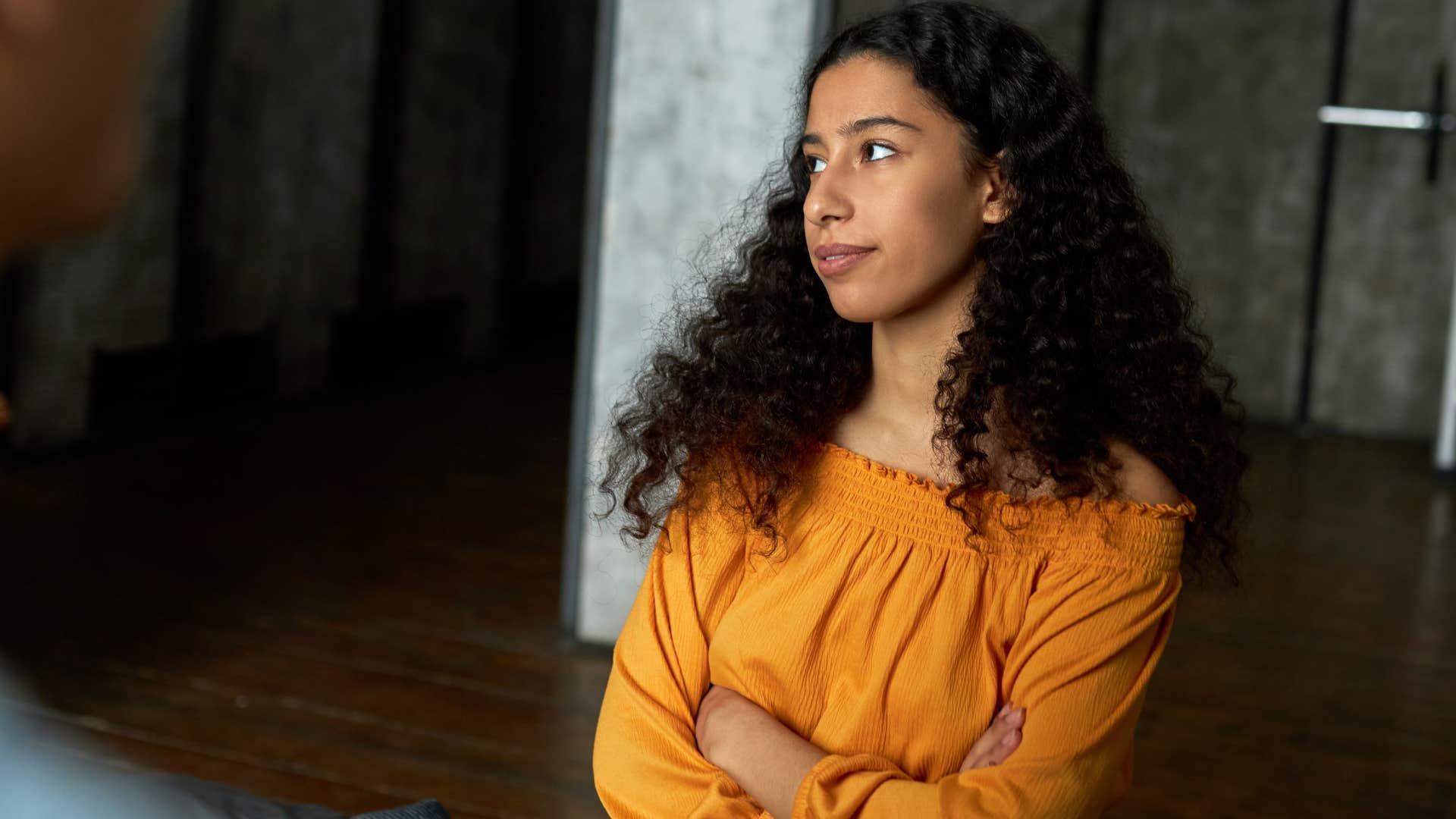 woman turned away from partner saying he doesnt understand