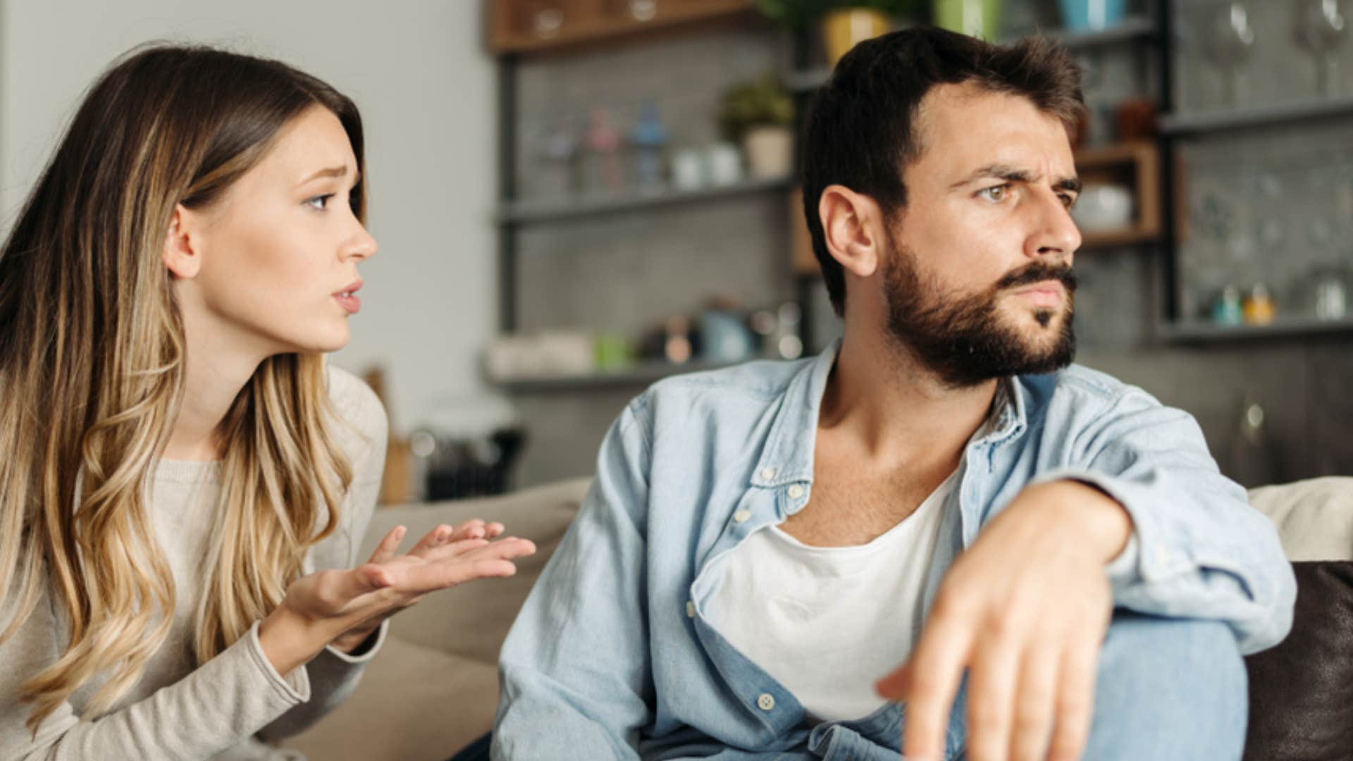 woman telling man it must hurt being treated the way he treats her