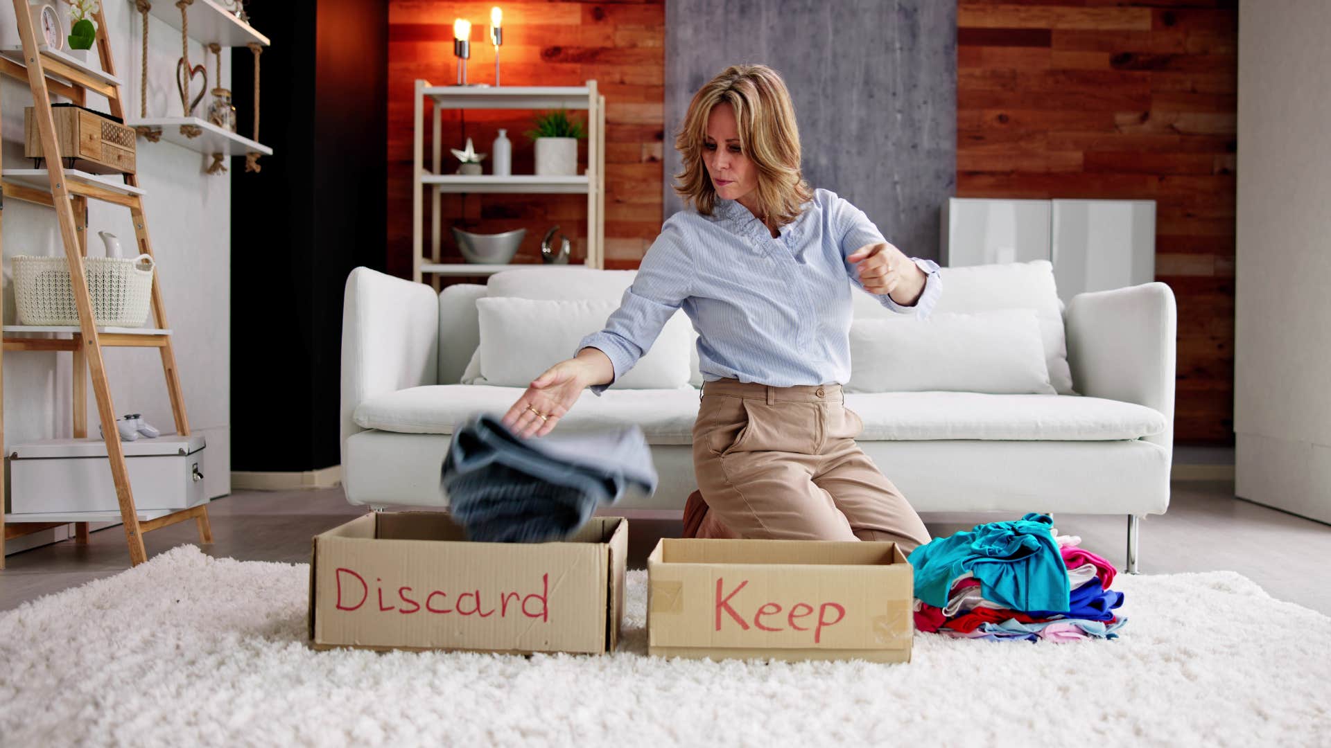 Woman learned to clear out old clothes from parents