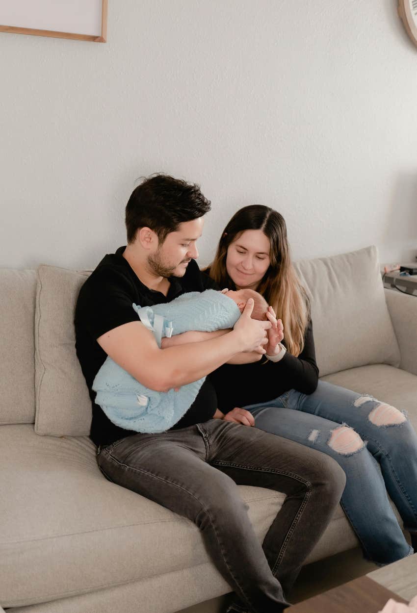 couple realizing life completely changes after baby