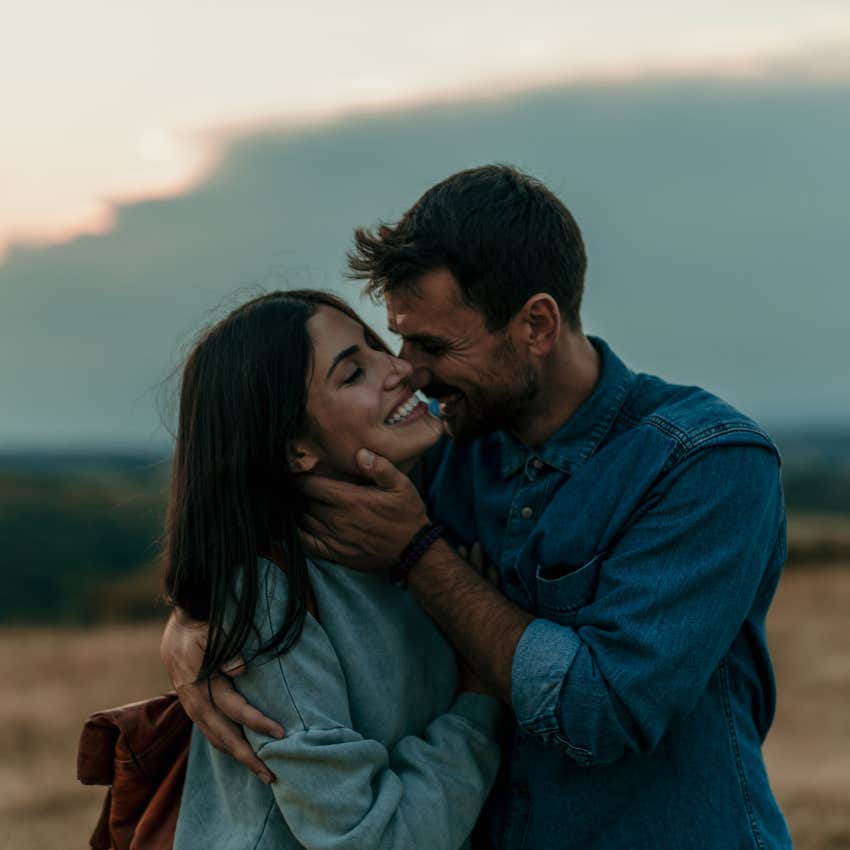 happy couple kissing in unbreakable relationship