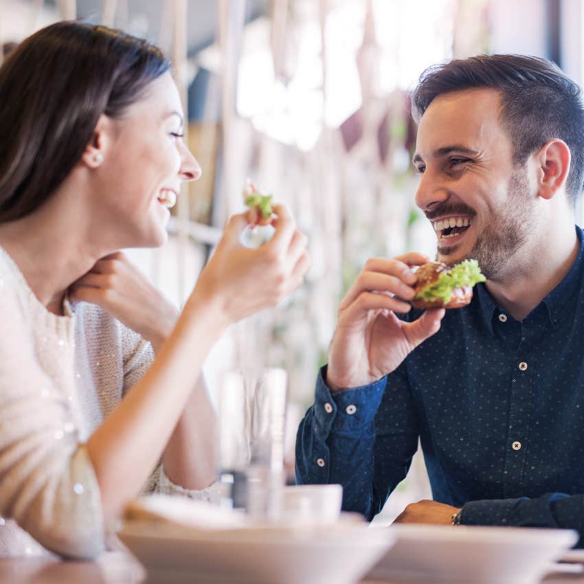 magnetic wife eating dinner with husband who is wrapped around her finger