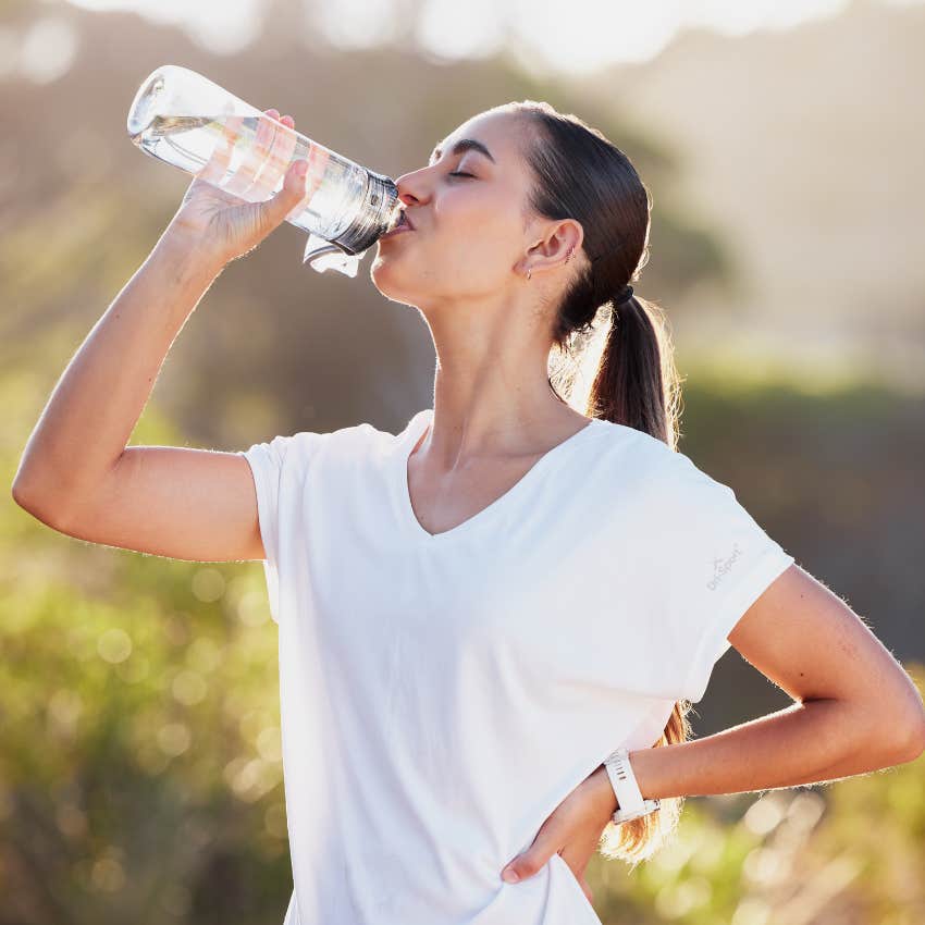 woman with morning ritual of staying hydrated