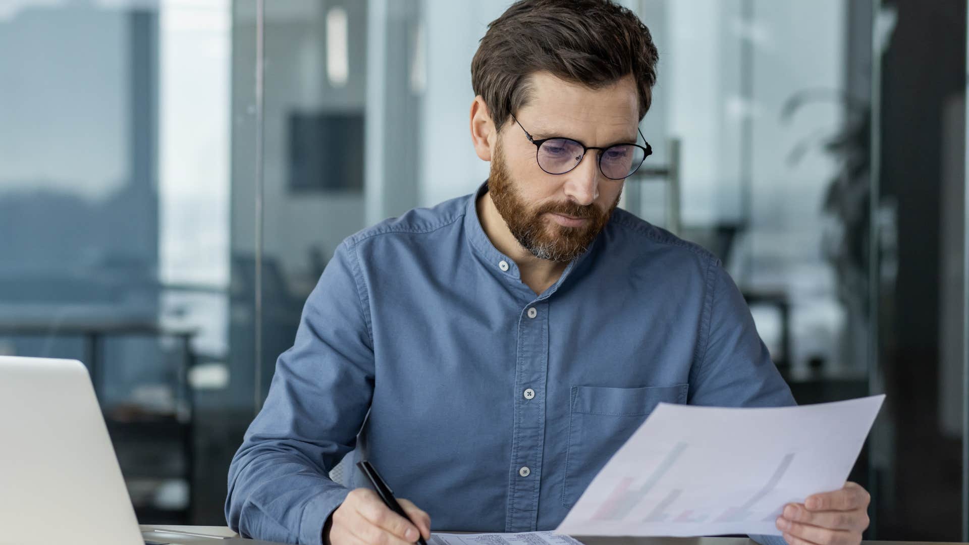 Bookkeeper working in an office. 